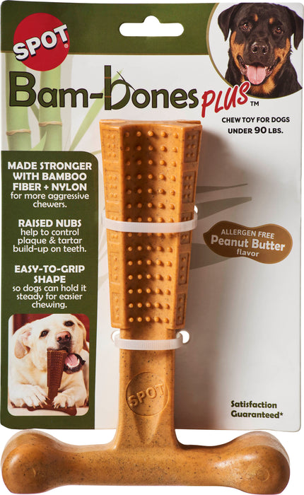Ethical Pet Bam-Bone Plus Dog Chew Toy, Peanut Butter, Large, 7 inches