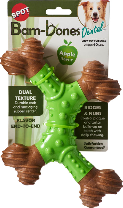 Ethical Pet Bam-Bone Dental X-Bone Dog Chew Toy, Apple, 8 inches