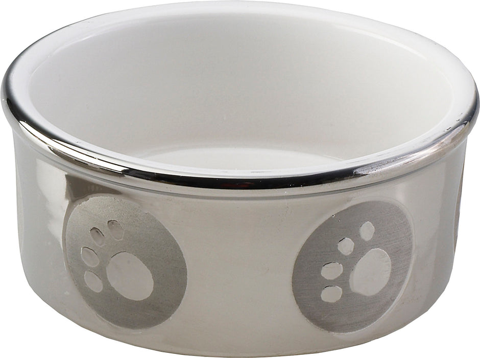 Ethical Pet Paw Print Titanium Dog Dish, Silver, 7 inches