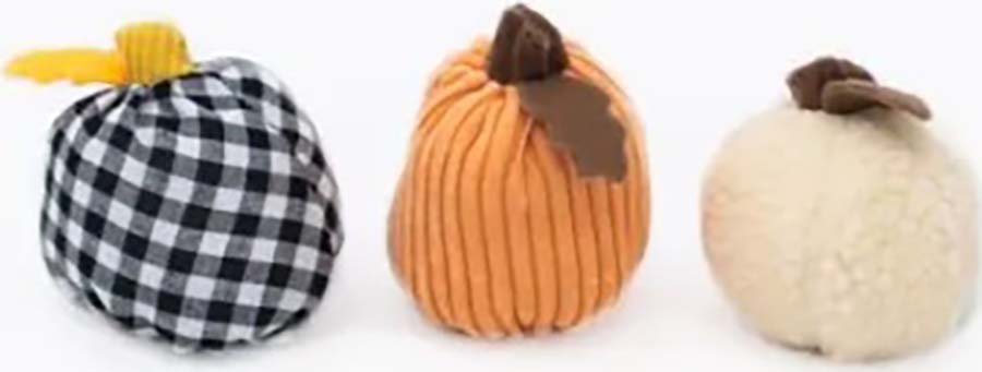 ZippyPaws Fall Harvest Miniz Gourds Dog Toy, Small (3 Pack)