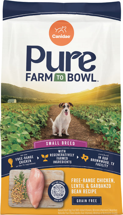Canidae Pure Farm to Bowl Free-Range Chicken, Lentil & Garbanzo Bean Small Breed Dry Dog Food, 10 lb