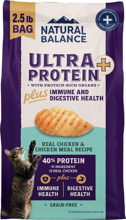 Natural Balance Ultra Protein Plus Immune & Digestive Health Real Chicken & Chicken Meal Recipe Dry Cat Food, 2.5 lb