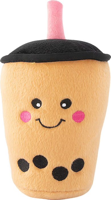 ZippyPaws Nomnomz Boba Milk Tea Plush Dog Toy, Brown and Black (Medium)