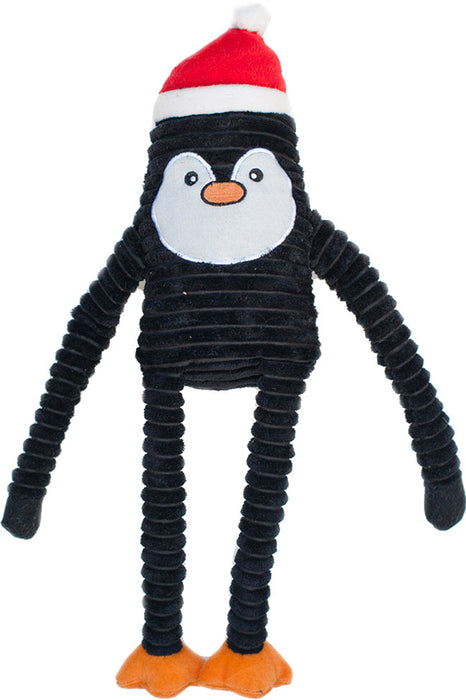 ZippyPaws Holiday Crinkles Penguin Dog Toy, Black and White (Large)