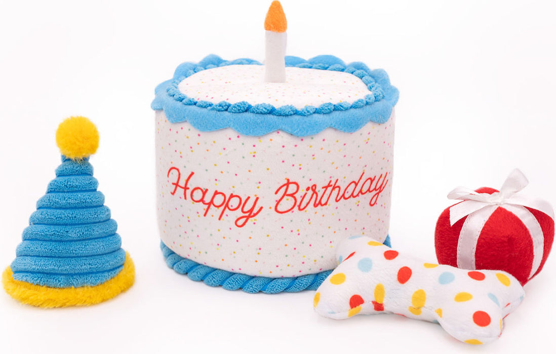 ZippyPaws Birthday Burrow-Birthday Cake Plush Dog Toy, Large
