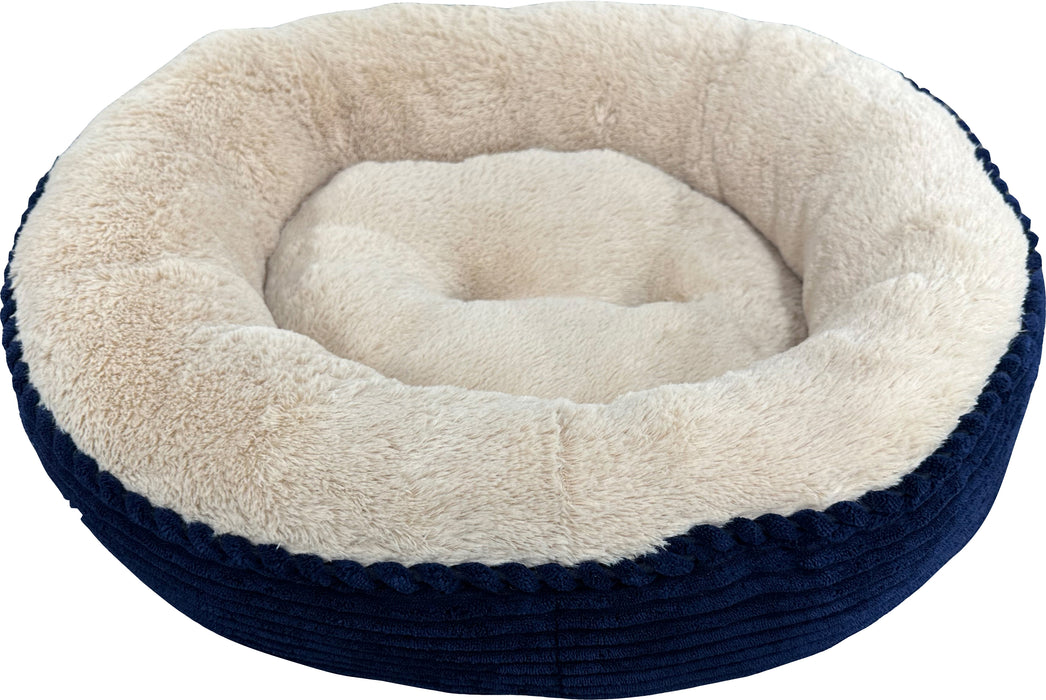 Ethical Pet Sleep Zone Luxe Round Rib Corduroy Pet Bed, Navy, 36 inches
