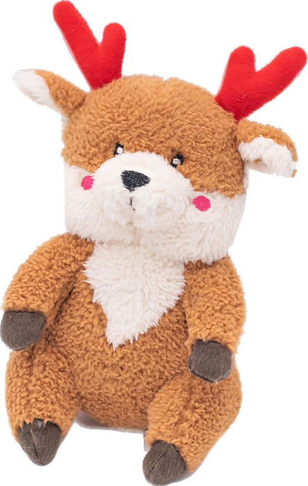 ZippyPaws Holiday Cheeky Chumz Reindeer Squeaky Dog Toy, Brown/Red/White (Medium)