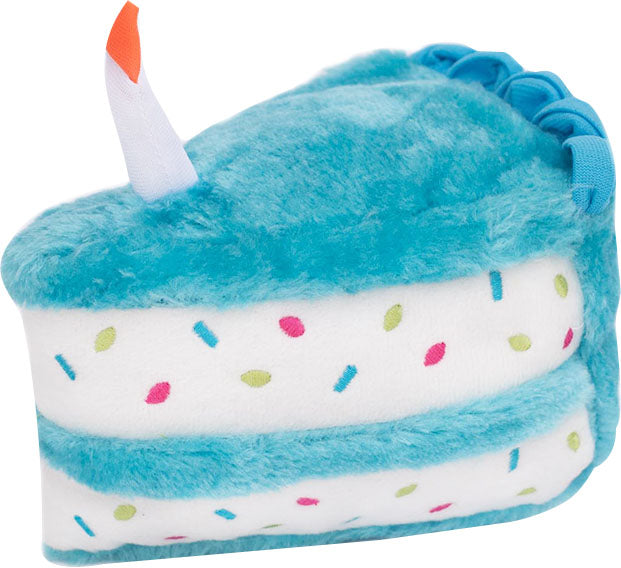 ZippyPaws Birthday Cake Plush Dog Toy, Blue MD