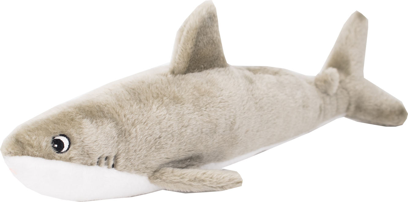 ZippyPaws Jigglerz Shark Squeaky Plush Dog Toy, Gray (Large)