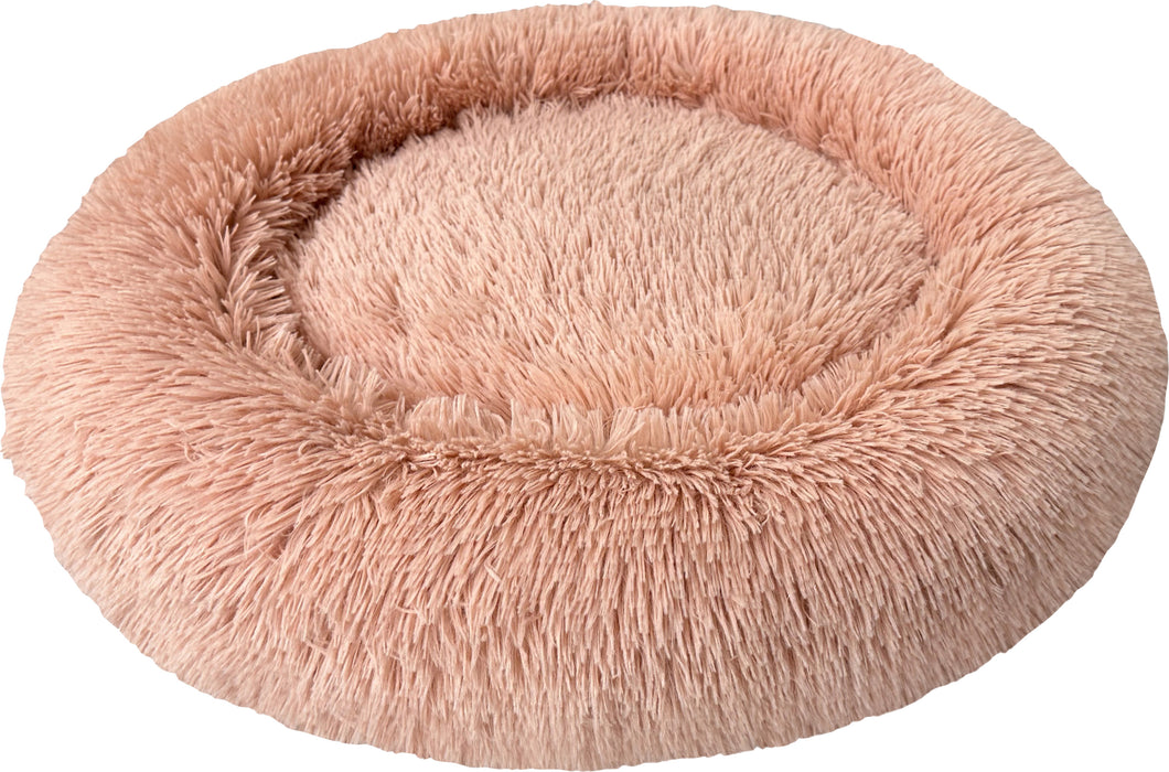 Ethical Pet Sleep Zone Luxe Round Faux Fur Plush Pet Bed, Dusty Rose, 22 inches