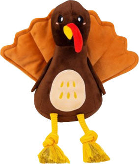 ZippyPaws Fall Harvest Eco Turkey with Rope Dog Toy, Medium