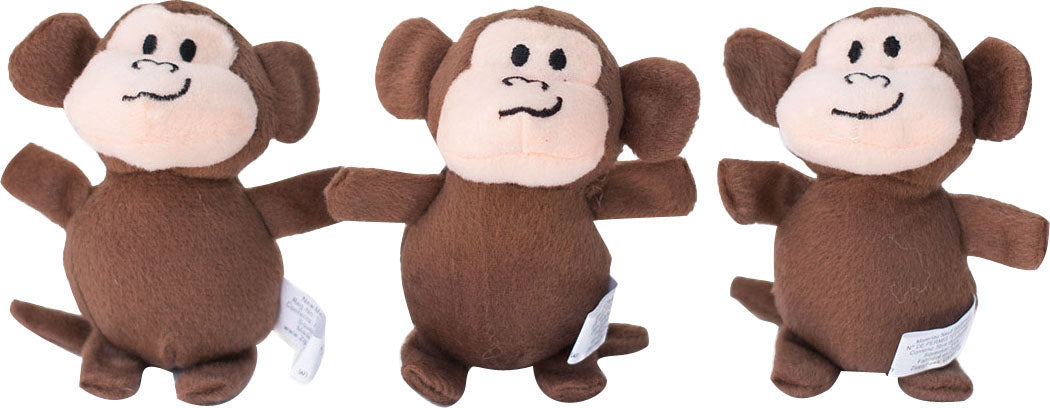 ZippyPaws Miniz Monkeys Squeaky Dog Toy, Brown Small (3 Pack)