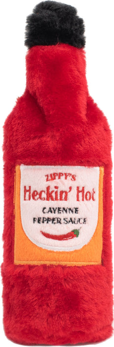 ZippyPaws Crusherz Hot Sauce Heckin' Hot Dog Toy, Red (Medium)