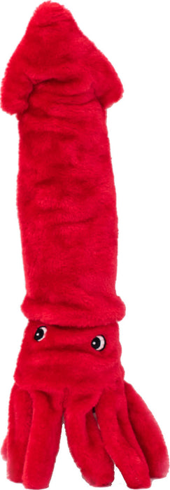 ZippyPaws Jigglerz Squid Squeaky Plush Dog Toy, Red (Large)