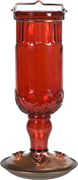 Antique Glass Bottle Hummingbird Feeder