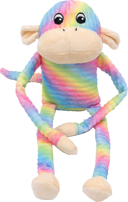 ZippyPaws Spencer The Crinkle Monkey Dog Toy, Rainbow (Large)