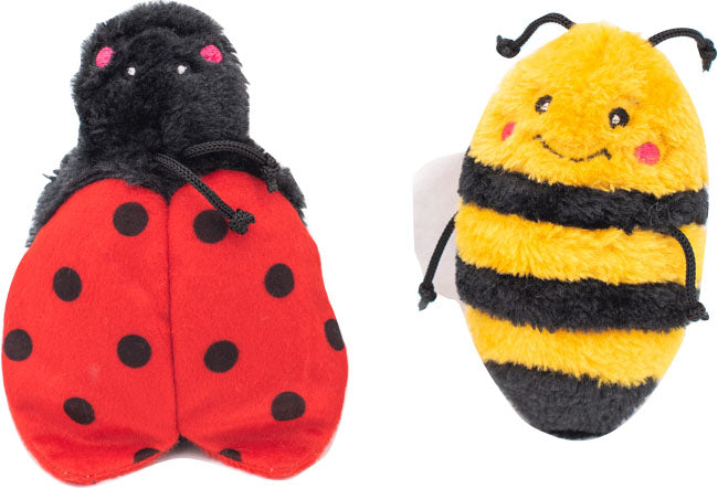 ZippyPaws Crinkle Bee & Ladybug Squeaker Dog Toy, Small (2 Pack)