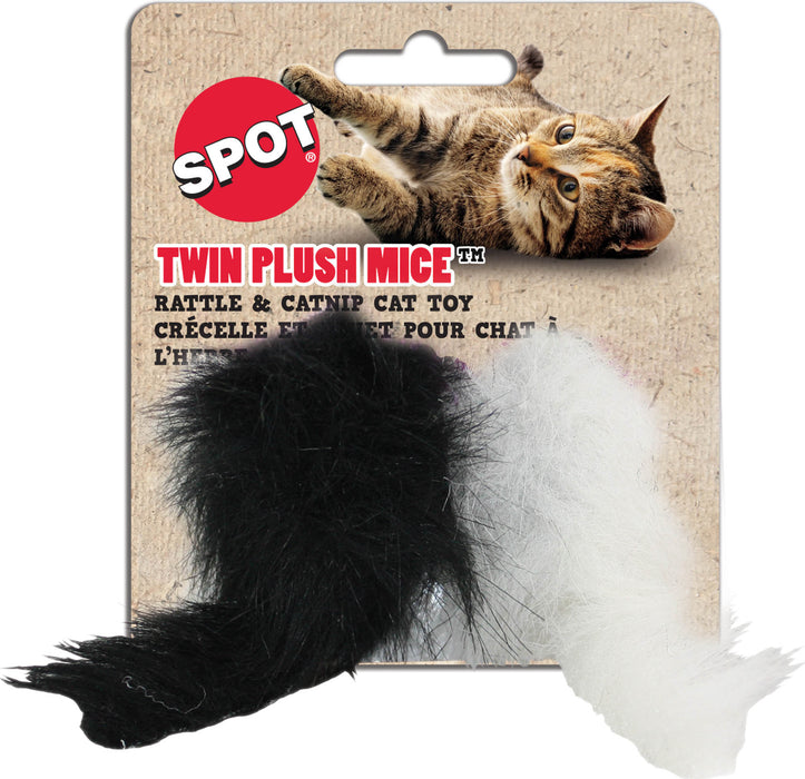 Spot Twin Miami Mice Catnip Cat Toy, Black/White, 4.5 inches, 2-Pack