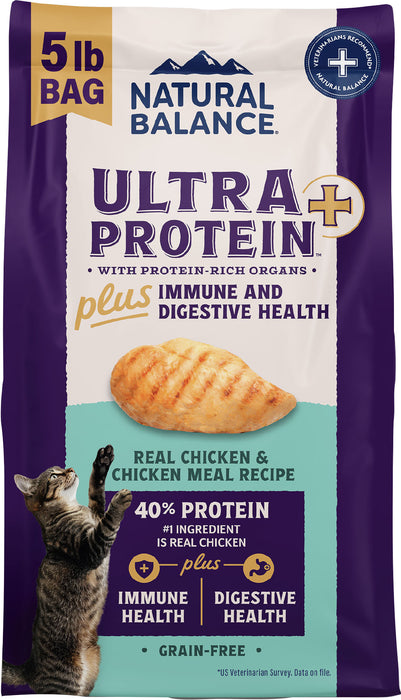 Natural Balance Ultra Protein Plus Immune & Digestive Health Real Chicken & Chicken Meal Recipe Dry Cat Food, 5 lb