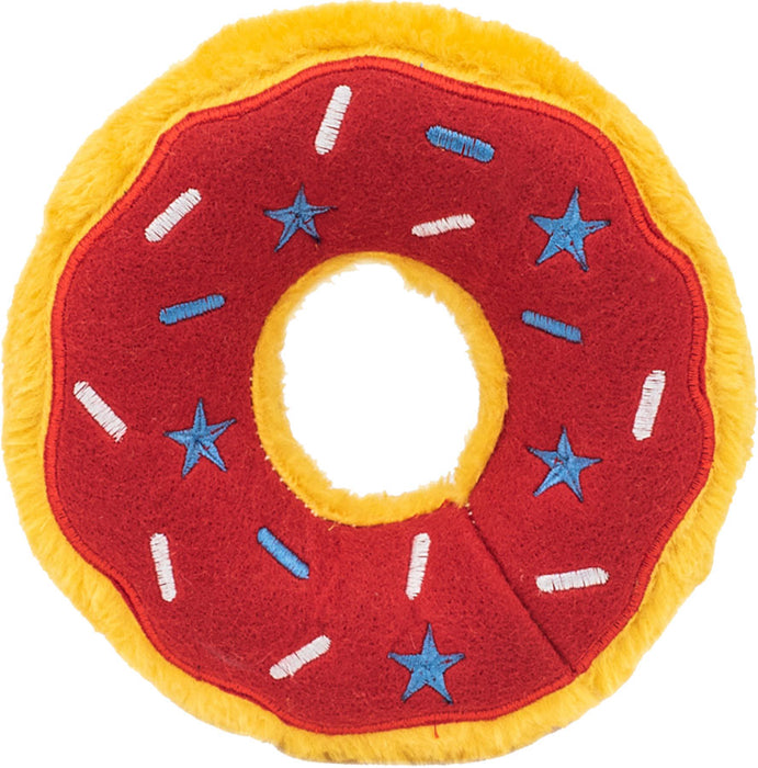 ZippyPaws Donut Americana, Red, White and Blue (Medium)