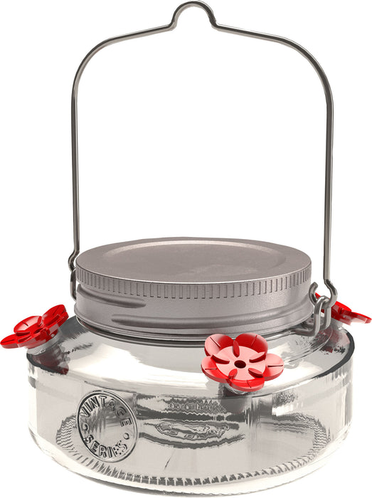 Vintage Mini Mason Jar Glass Hummingbird Feeder