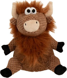 goDog Checkers Sitting Highland Cow Hank Dog Toy, Brown, Large