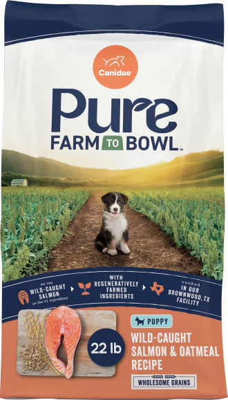 Canidae Pure Farm to Bowl Salmon & Oatmeal Dry Dog Food with Wholesome Grains, 22 lb
