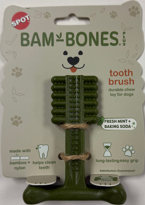 Ethical Pet Bam-Bone Plus Toothbrush Dog Chew Toy, Mint, 4 inches