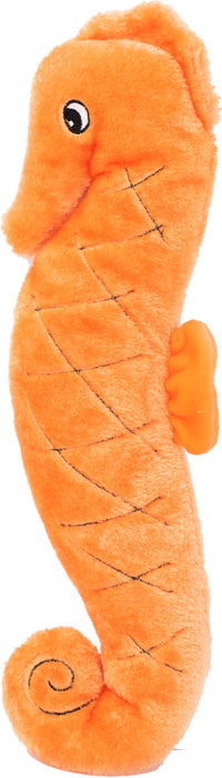 ZippyPaws Jigglerz Seahorse Squeaky Plush Dog Toy, Orange (Large)