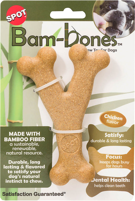 Ethical Pet Bam-Bone Wish Bone Dog Chew Toy, Chicken, 5.25 inches
