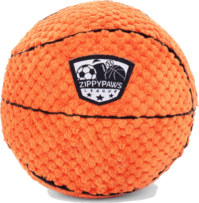 ZippyPaws Sportsballz Basketball Squeaky Dog Toy, Orange (Large)