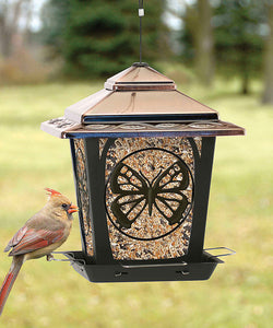 Hopper Style Wild Bird Feeder W/Butterfly Design