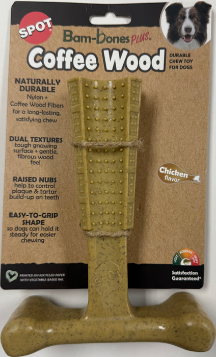 Ethical Pet Bam-Bone Plus Coffee Wood Dog Chew Toy, Chicken, 7 inches