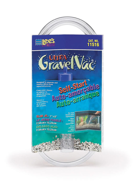 Lee's Aquarium & Pet Products Ultra GravelVac Slim Jr. Self-Start Gravel Vacuum Cleaner 1 in x 6 in Slim