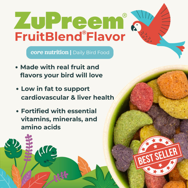 ZuPreem FruitBlend Bird Food Large Birds for Macaws, Amazons, Cockatoos 3.5lb