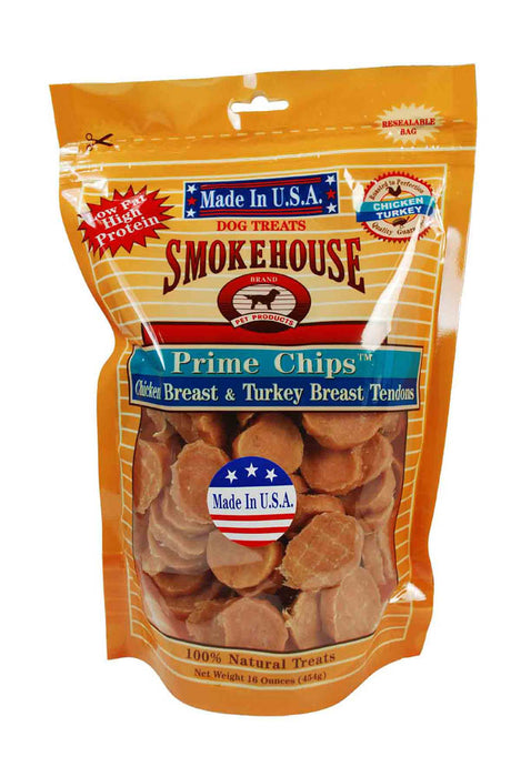Smokehouse USA Made Prime Chips Dog Treat Chicken & Turkey 16 oz