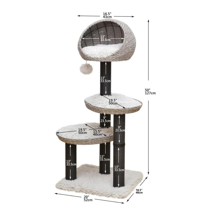 PetPals Tundra 3-Level Cat Tree Ivory 50in