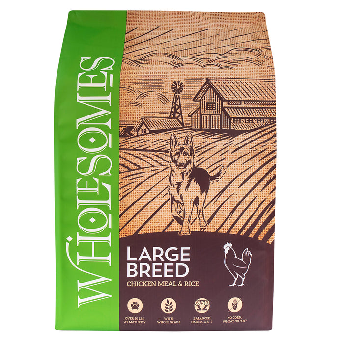 Wholesomes Large Breed Dry Dog Food Chicken Meal & Rice 40lb