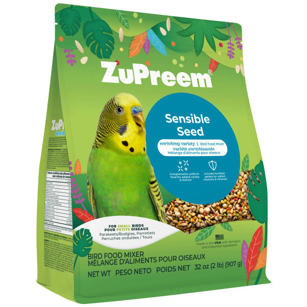ZuPreem Sensible Seed Bird Food for Small Birds - Parakeets, Parrotlets, Canaries, Finches 2lb