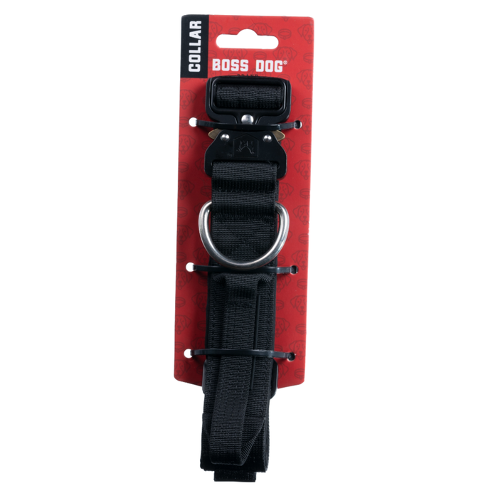 Boss Dog Tactical Adjustable Dog Collar Black LG 17-22in
