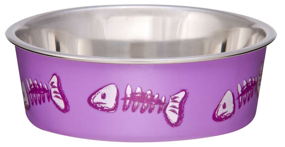 Loving Pets Bella Designer Fish Skeleton Cat Dish Lilac XS