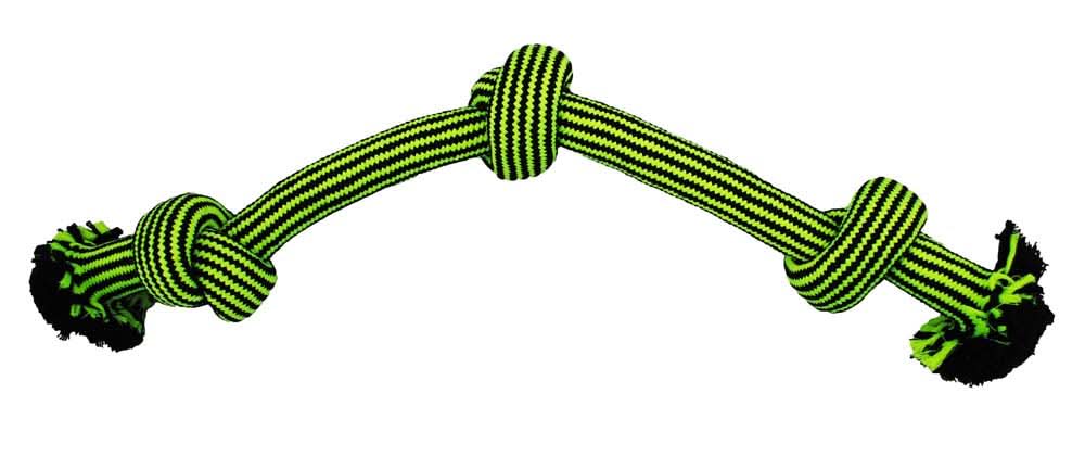 Jolly Pet Knot-n-Chew Dog Toy 3 Knots Green/Black LG/XL