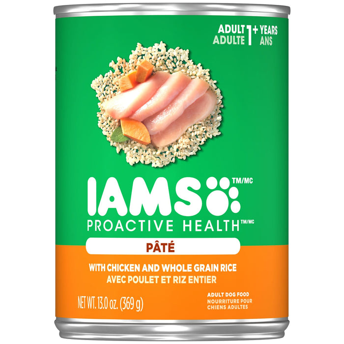 IAMS Proactive Health Paté Adult Wet Dog Food Pate w/Chicken & Rice 13.2oz