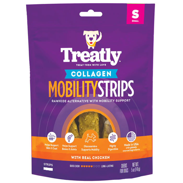 Treatly Collagen Mobility Strips Dog Chews Chicken SM 5oz