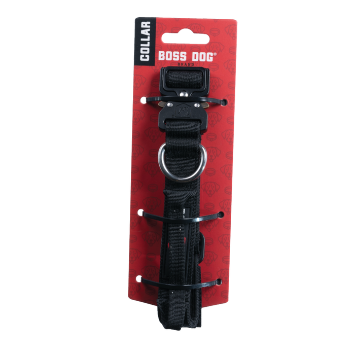 Boss Dog Tactical Adjustable Dog Collar Black SM 13-16in