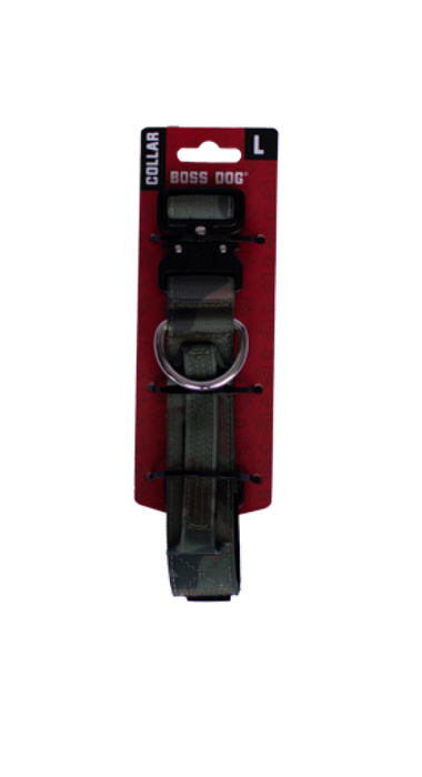 Boss Dog Tactical Adjustable Dog Collar Green Camo LG 17-22in
