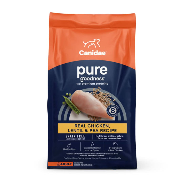 CANIDAE PURE Goodness Grain-Free LID Dry Dog Food Chicken, Lentil & Pea 22lb