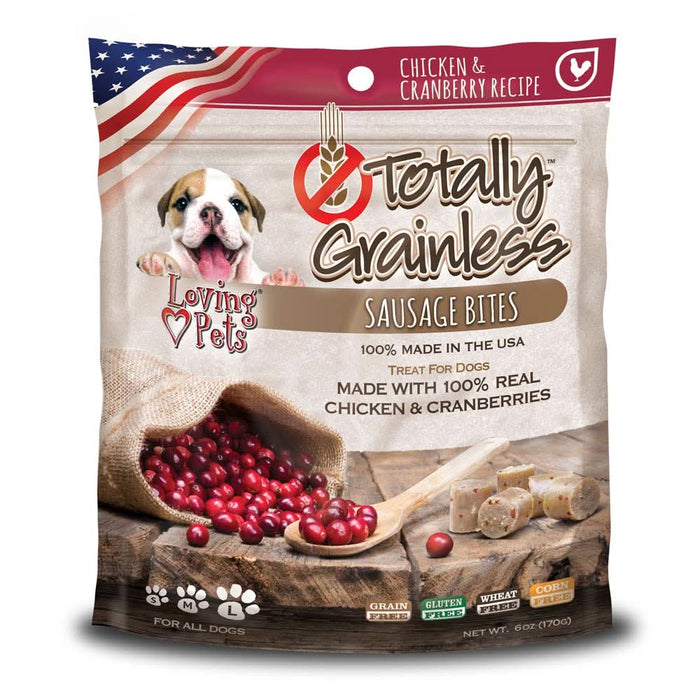 Loving Pets Totally Grainless Sausage Bites Dog Treat Chicken & Cranberry 6oz