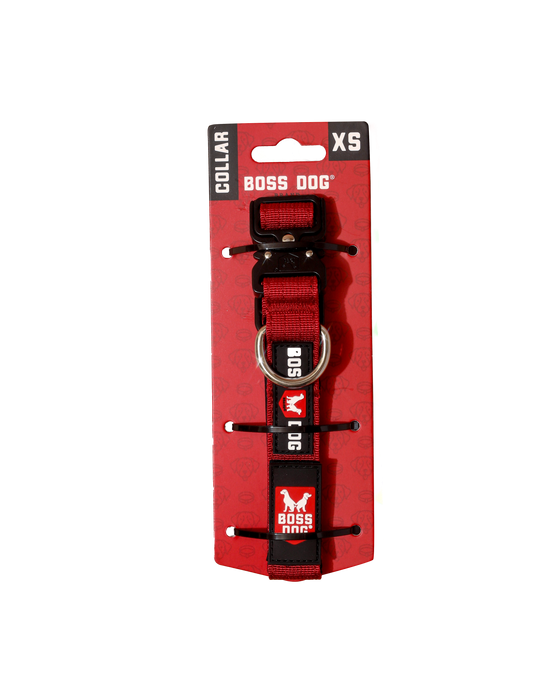Boss Dog Tactical Adjustable Dog Collar Red XS 11-14in
