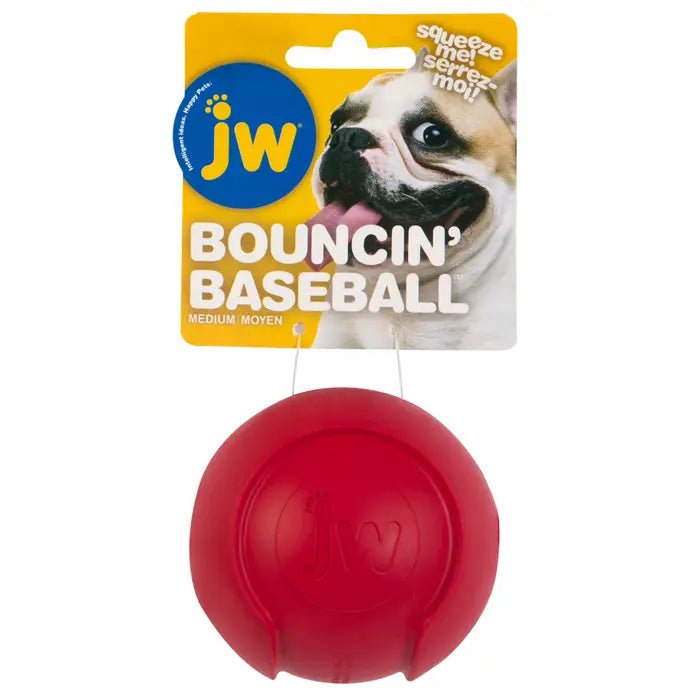 JW Pet Company iSqueak Bouncin' Baseball Dog Toy, Medium - 618940400363
